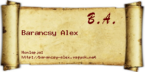 Barancsy Alex névjegykártya